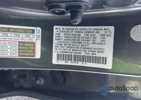 2015 Honda Cr-V Ex из США, поврежденный, VIN 2HKRM4H58FH682964